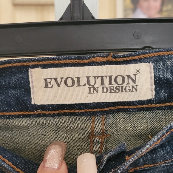 EVOLUTION IN DESIGN Distressed Paint Splatter Blue Jeans Size 20 - Picture 4 of 11